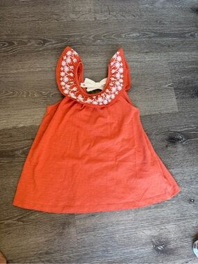 Savannah Rust Red Sleeveless Tank Top with Ribbon Detail